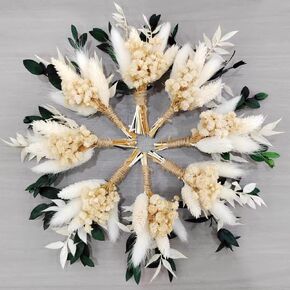 12Pcs Boho Dried Flower Bouquet Mini Wedding Handmade Dry Flowers Decor for Vase Crafts DIY Photo Boutonniere for Men Floral Plant Flower for Bridesmaid Child Gift Birthday Decor