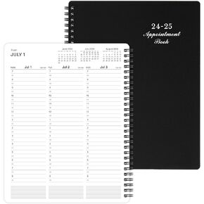 2024-2025 Weekly Appointment Book & Planner - July 2024 - June 2025, 2024 Daily Hourly Planner, 8" x 10", Half Hour (30 Mins) Interval, Twin-Wire Binding, Lay-Flat, Round Corner, Thick Paper
