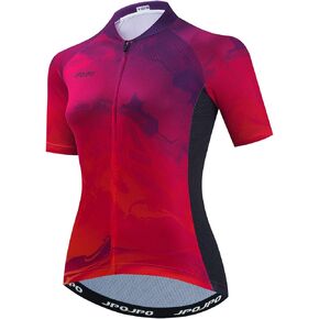 JPOJPO Women's Cycling Jersey Short Sleeve Breathable Bicycle Shirt Tops Reflective with Three Pockets