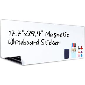 HAMIGAR Magnetic Whiteboard Contact Paper 17.5" X 39.4" White Board Sticker for Wall, Whiteboard Stick on Wall Peel and Stick Wallpaper Magnetic Whiteboard for Wall Dry Erase Board Adhesive Poster