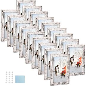 PHAREGE Distressed White 8x10 Picture Frame Bulk 18 Pack, Faux Birch Grain 8 by 10 Rustic Frame Set, Multi Farmhouse Frames for Family Team Photos, Vertically or Horizontally, Tabletop or Wall in Kuwait