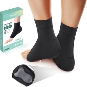 Welnove Achilles Tendonitis Heel Protector Socks Achilles Tendon Support Compression Gel Padded Sleeve Socks for Cushion & Protection of Bursitis, Tendonitis, Tenderness, Dry Cracked - 1 Pair