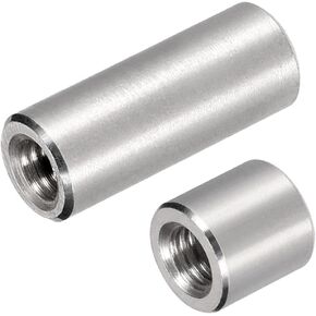 uxcell Coupling Nuts - 10mm/25mm Height M6 Metric 304 Stainless Steel Round Connector Nuts, Silver Tone, Pack of 10