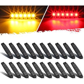 Partsam 20pcs 3.8" Amber/Red LED Side Marker Clearance Light Indicators for Trailer Truck RV Camper Motorcycle, Waterproof in Kuwait