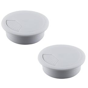 Desk Grommet 2 Inch 2pcs Sturdy Plastic Desk Hole Cover for Cables Detachable Desk Hole Grommet for Organizing Home & Office Table Cables - White