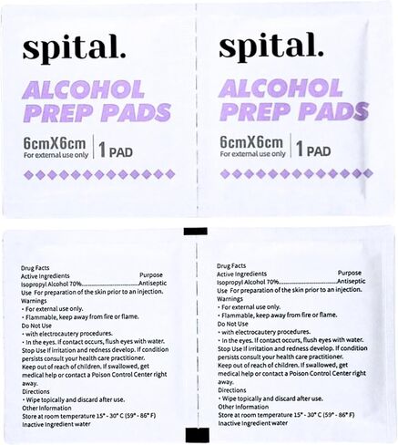 Generic Spital Alcohol Prep Pads (100 counts), 6cm x 6cm, Large and Thick Alcohol Swab, Individual Pack in Saudi Arabia