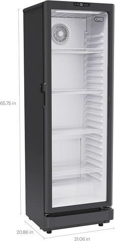 GRS Light Commercial Refrigerator with Double-Tempered Single Glass Door - 7.1 Cubic Feet Display Beverage Fridge, eCooler System, Ideal for Convenience Stores - Black in Saudi Arabia