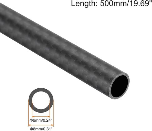 4 قطع من أنابيب ألياف الكربون من uxcell 6 × 8 × 500 مم قضيب سطح غير لامع 3K لفة ملفوفة من الكربون أنابيب دائرية لطائرة RC كوادكوبتر متعددة المروحيات in Saudi Arabia