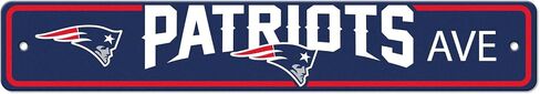 FANMATS NFL - ديكور لافتة شارع ملونة لفريق نيو إنجلاند باتريوتس مقاس 10.16 سم. × 24 بوصة. خفيف الوزن in Saudi Arabia