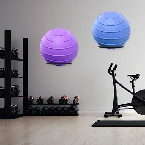 Black Yoga Ball Holder, Exercise Ball Storage Ball Holder Wall Mount Stability Ball Holder for Home and Yoga Studios or Commercial Gyms,Acts as a Yoga Ball Holder. Set of 2. in Saudi Arabia