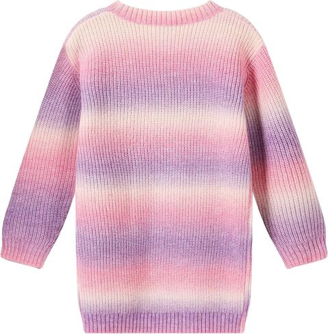 Girls Striped Sweater Dress Pullover Crewneck Gradient Cable Knit Sweaters for Girls Dresses in Saudi Arabia