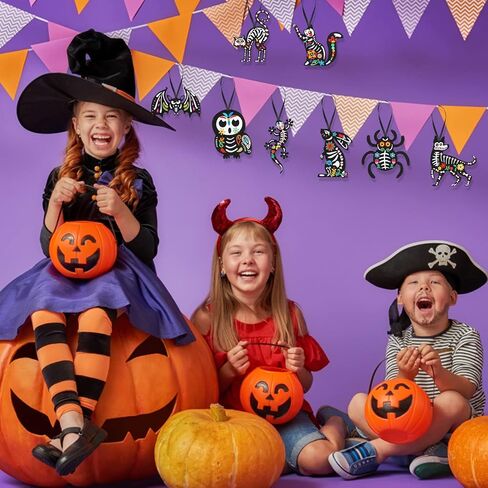 CCINEE 24 قطعة من زخارف اللباد Dia De Los Muertos، زخارف الهيكل العظمي المكسيكي للهالوين ليوم الموتى، حقائب مدرسية للحفلات تحت عنوان زينة داخلية للشجرة الخارجية in Saudi Arabia