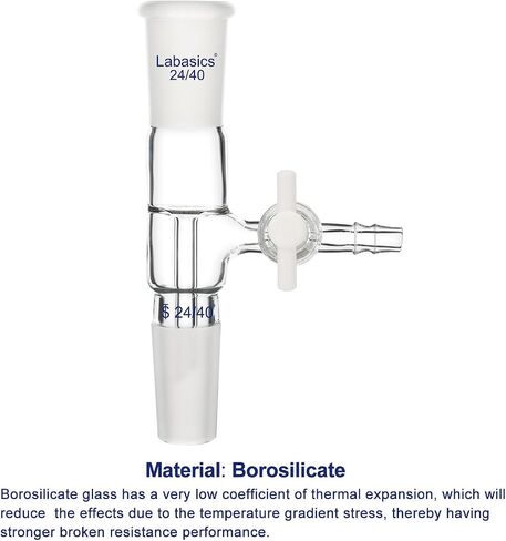 محول الإقلاع الفراغي، محول الإقلاع العمودي من زجاج البورسليكات مع محبس PTFE، وصلة قياسية 24/40 in Kuwait