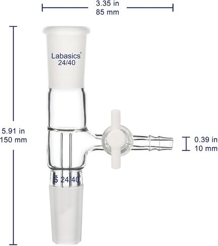 محول الإقلاع الفراغي، محول الإقلاع العمودي من زجاج البورسليكات مع محبس PTFE، وصلة قياسية 24/40 in Kuwait