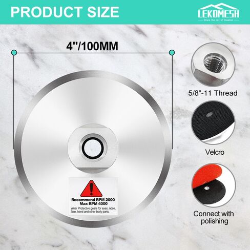 4 Inch Aluminum Backer Pad - 2pcs 4" Hook Loop Backing Pad with Arbor 5/8" 11 for Diamond Polishing Pads in Saudi Arabia