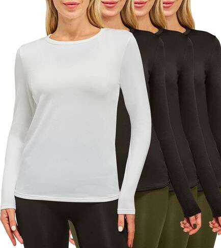 CL convallaria 1/2/4 Pack Women's Thermal Underwear Fleece Lined Tops Long Sleeve Baselayer Shirt in Kuwait