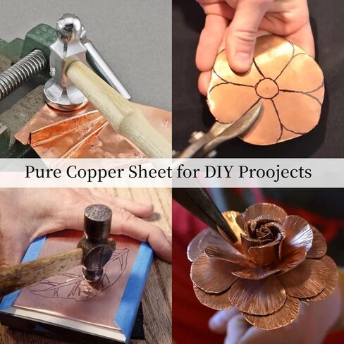صفائح نحاسية من BELLA BAYS 3 قطع مقاس 24 (0.51 مم) سمك، 6 بوصة × 12 بوصة 99.9%+ لوحة نحاسية مرفقة بطبقة نقية in Kuwait