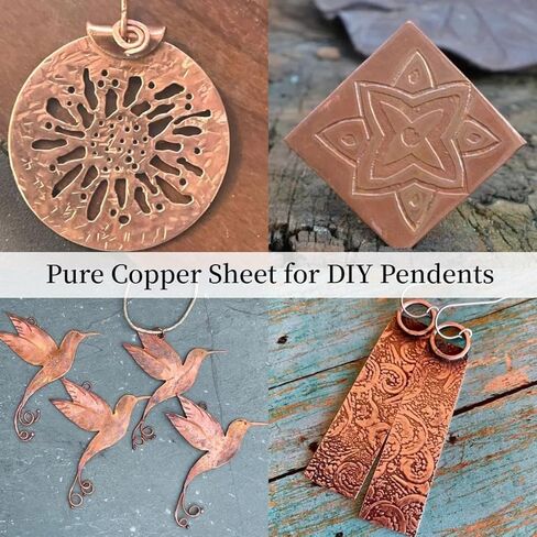 صفائح نحاسية من BELLA BAYS 3 قطع مقاس 24 (0.51 مم) سمك، 6 بوصة × 12 بوصة 99.9%+ لوحة نحاسية مرفقة بطبقة نقية in Kuwait