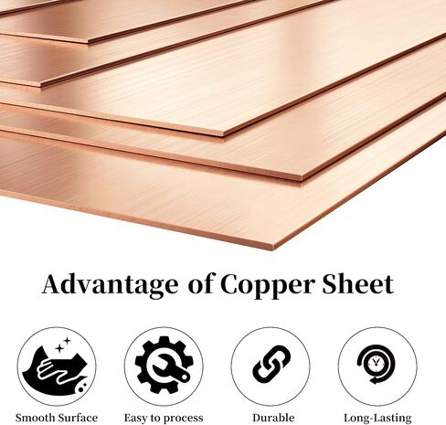 صفائح نحاسية من BELLA BAYS 3 قطع مقاس 24 (0.51 مم) سمك، 6 بوصة × 12 بوصة 99.9%+ لوحة نحاسية مرفقة بطبقة نقية in Kuwait