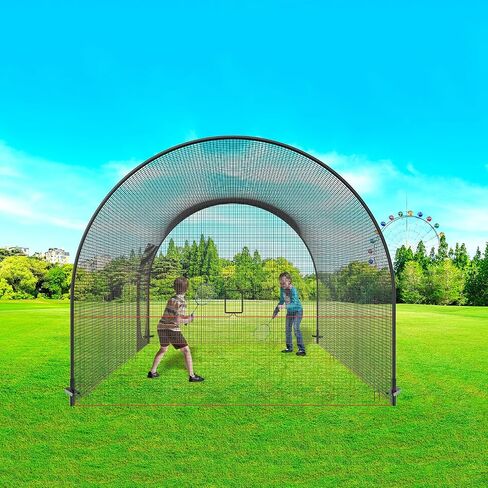 VEVOR Baseball Batting Cage, Softball and Baseball Batting Cage Net and Frame, Practice Portable Cage Net with Carry Bag, Heavy Duty Enclosed Pitching Cage, for Backyard Batting Hitting Training, 12FT in Saudi Arabia
