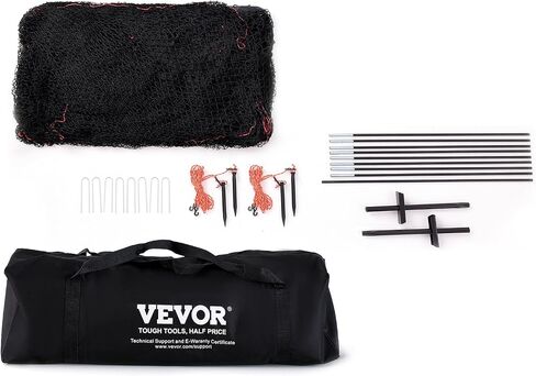 VEVOR Baseball Batting Cage, Softball and Baseball Batting Cage Net and Frame, Practice Portable Cage Net with Carry Bag, Heavy Duty Enclosed Pitching Cage, for Backyard Batting Hitting Training, 12FT in Saudi Arabia