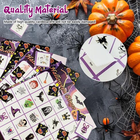 Halloween Bingo Games - 24 Players Bingo Set Paper Bingo Cards Disposable for Adults Halloween Party Game for Larger Groups Gatherings in Saudi Arabia