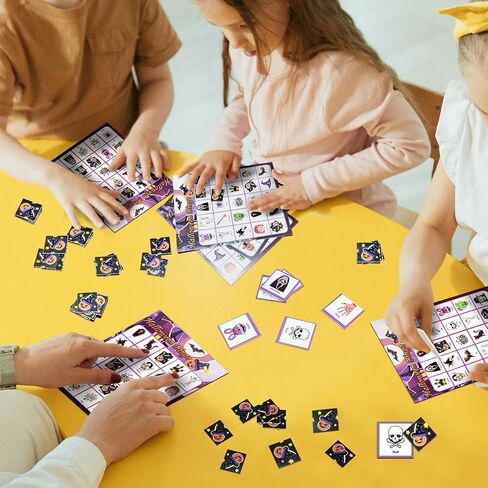 Halloween Bingo Games - 24 Players Bingo Set Paper Bingo Cards Disposable for Adults Halloween Party Game for Larger Groups Gatherings in Saudi Arabia
