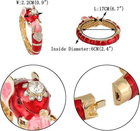 EVER FAITH Women's Austrian Crystal Enamel Adorable Elephant Bangle Bracelet in Saudi Arabia
