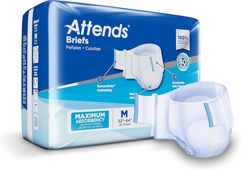 Attends Adult Incontinence Disposable Briefs, Large, 44"-58" Waist with Tab Closures, Maximum Absorbency Core and Breathable Materials, 72ct Case in Saudi Arabia