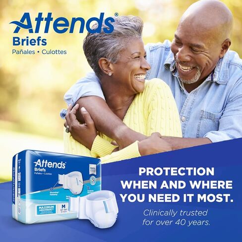 Attends Adult Incontinence Disposable Briefs, Large, 44"-58" Waist with Tab Closures, Maximum Absorbency Core and Breathable Materials, 72ct Case in Saudi Arabia