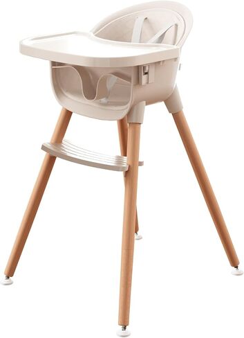 Fodoss 3-in-1 Wooden High Chair for Babies and Toddlers,Convertible Easy Clean Infant Highchair,Modern Design Silla para Comer De Bebe in Saudi Arabia
