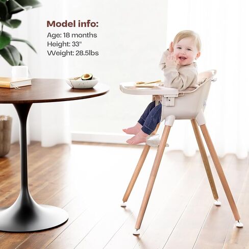 Fodoss 3-in-1 Wooden High Chair for Babies and Toddlers,Convertible Easy Clean Infant Highchair,Modern Design Silla para Comer De Bebe in Saudi Arabia