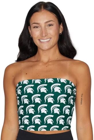 قميص Lojobands النسائي ذو الباب الخلفي بشعار علوي على شكل أنبوب جامعي مصنوع في الولايات المتحدة الأمريكية، مقاس واحد يناسب الجميع (ولاية ميشيغان سبارتانز - أخضر) in Kuwait