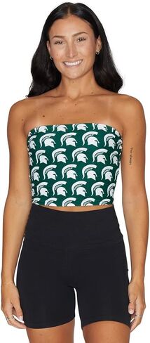 قميص Lojobands النسائي ذو الباب الخلفي بشعار علوي على شكل أنبوب جامعي مصنوع في الولايات المتحدة الأمريكية، مقاس واحد يناسب الجميع (ولاية ميشيغان سبارتانز - أخضر) in Kuwait