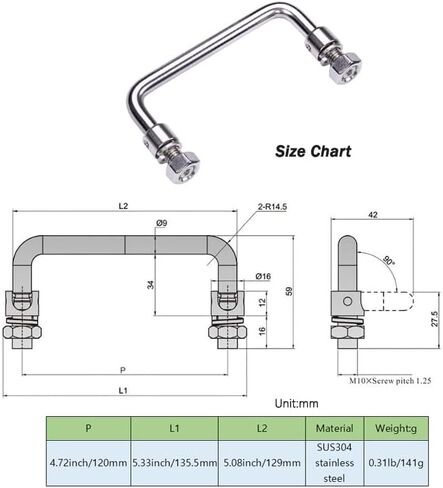 5Inch SUS304 Stainless Steel Folding Handles for Cabinet/Equipment/Toolbox,Round Rod Foldable Handle,Pack of 2 in Saudi Arabia