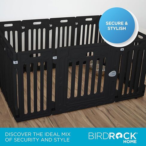 قفص لعب للكلاب من بيردروك هوم مع باب | 12 لوحة | 25.6 بوصة ارتفاع | بلاستيك قوي | قلم سياج أمان للجرو روضة للأطفال | بوابة آمنة وغير قابلة للانزلاق للحيوانات الأليفة | أبيض in Kuwait