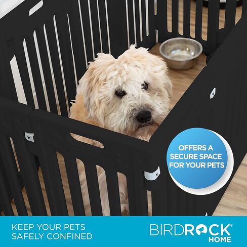 قفص لعب للكلاب من بيردروك هوم مع باب | 12 لوحة | 25.6 بوصة ارتفاع | بلاستيك قوي | قلم سياج أمان للجرو روضة للأطفال | بوابة آمنة وغير قابلة للانزلاق للحيوانات الأليفة | أبيض in Kuwait
