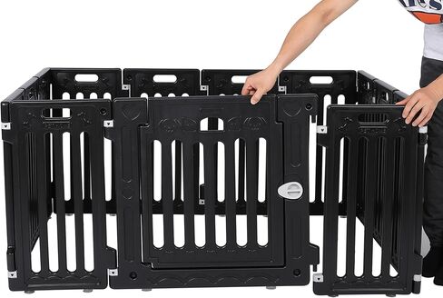 قفص لعب للكلاب من بيردروك هوم مع باب | 12 لوحة | 25.6 بوصة ارتفاع | بلاستيك قوي | قلم سياج أمان للجرو روضة للأطفال | بوابة آمنة وغير قابلة للانزلاق للحيوانات الأليفة | أبيض in Kuwait