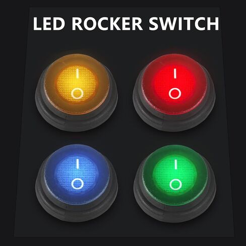 4PCS Round Rocker Switch 12V 20A with Shell 12V LED Rocker Toggle Switch Lighted ON Off SPST 3 Pin Rocker Switch 12 Volt Waterproof for Automotive Car Boat in Saudi Arabia