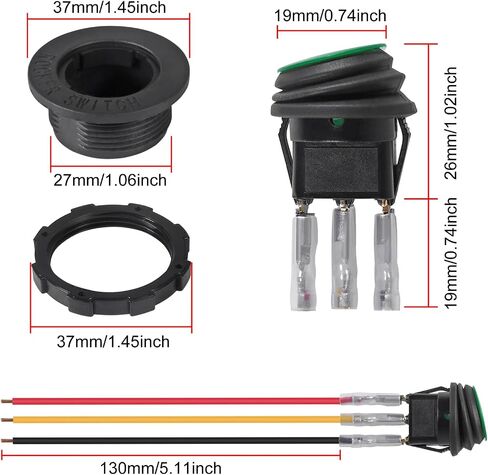 4PCS Round Rocker Switch 12V 20A with Shell 12V LED Rocker Toggle Switch Lighted ON Off SPST 3 Pin Rocker Switch 12 Volt Waterproof for Automotive Car Boat in Saudi Arabia
