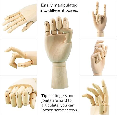 12" Art Drawing Hand Model,8" Artist Wooden Mannequin Figure Human People Manikin Supplies Stop Motion Figure Kit,Wooden Tools Posable Figure for Drawing,Painting,Sketching in Kuwait