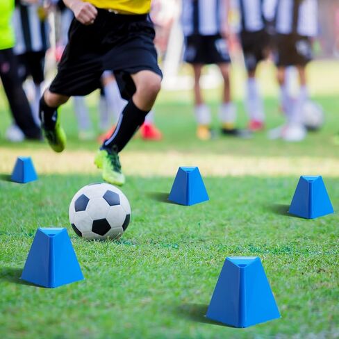 18 Pack 6" Jumbo Disc Cones Jumbo Soccer Cones Giant Triangular Plastic Cones Agility Cones Sports Cones Training Equipment for Soccer Football Basketball Practice Drills Outdoor Event Games in Saudi Arabia