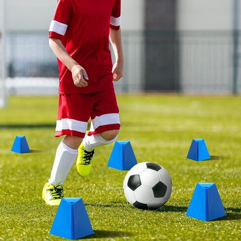 18 Pack 6" Jumbo Disc Cones Jumbo Soccer Cones Giant Triangular Plastic Cones Agility Cones Sports Cones Training Equipment for Soccer Football Basketball Practice Drills Outdoor Event Games in Saudi Arabia