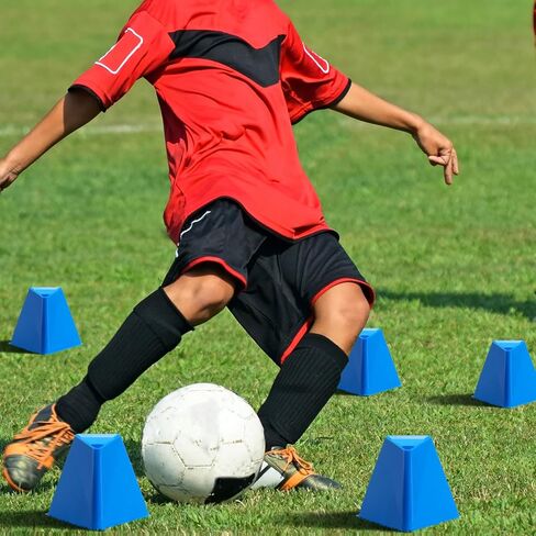 18 Pack 6" Jumbo Disc Cones Jumbo Soccer Cones Giant Triangular Plastic Cones Agility Cones Sports Cones Training Equipment for Soccer Football Basketball Practice Drills Outdoor Event Games in Saudi Arabia