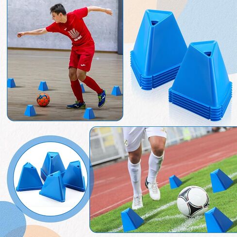 18 Pack 6" Jumbo Disc Cones Jumbo Soccer Cones Giant Triangular Plastic Cones Agility Cones Sports Cones Training Equipment for Soccer Football Basketball Practice Drills Outdoor Event Games in Saudi Arabia