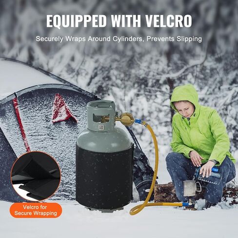VEVOR Insulated Band Style Gas Cylinder Warmer, Fits 40 lbs Gas Tanks 120W Propane Heater, Fixed Internal Thermostat Max Temp 90 ℉, Durable Waterproof Oxford Fabric, UL/FCC Listed in Kuwait