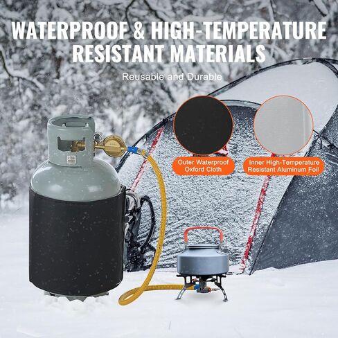 VEVOR Insulated Band Style Gas Cylinder Warmer, Fits 40 lbs Gas Tanks 120W Propane Heater, Fixed Internal Thermostat Max Temp 90 ℉, Durable Waterproof Oxford Fabric, UL/FCC Listed in Kuwait
