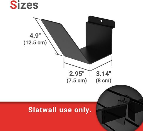 3 Packs Baseball Glove Shelf Holder, Sports Metal Storage Display Rack, Slatwall Accessories, 7.5"x3.14"x4.9", Black (Black) in Saudi Arabia
