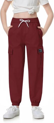 SANGTREE Women's Cargo Elastic Waist Drawstring Pants Tapered Jogger Pants with Pockets for Women,Dark Grey,S in Saudi Arabia