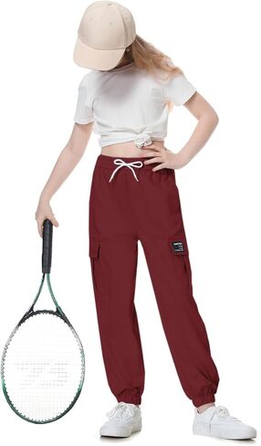 SANGTREE Women's Cargo Elastic Waist Drawstring Pants Tapered Jogger Pants with Pockets for Women,Dark Grey,S in Saudi Arabia